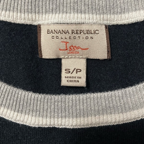 BANANA REPUBLIC Black grey white short sleeve knit top ~ Goth XS SMALL sweater - Picture 2 of 12